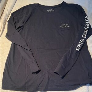Vineyard Vines Navy Long-Sleeve Logo Pocket Tee